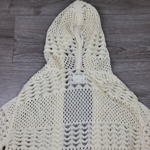 JUSTICE Girls Cream Hooded Open Knit Cardigan Sweater Size 12 - Picture 9 of 15